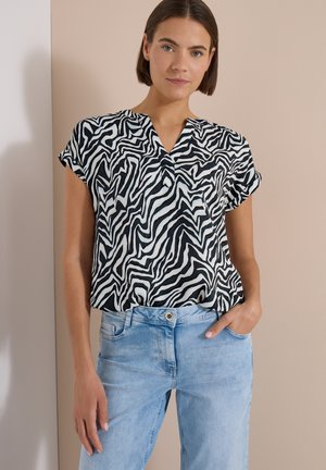 Cecil, BLUSE MIT SPLIT NECK UND ZEBRA-PRINT - Blouse - palm breeze green