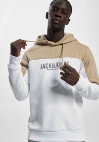 Jack & Jones JJEDAN BLOCKING SWEAT HOOD beżowy