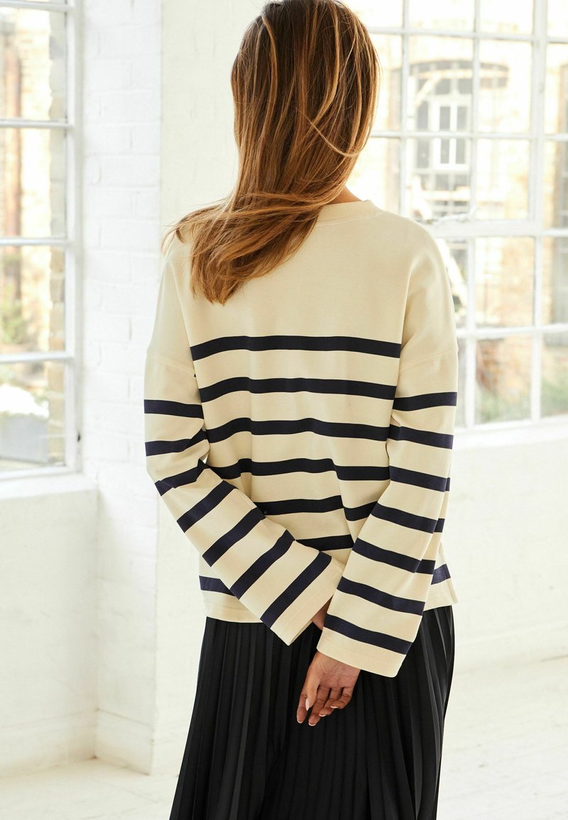 Next WIDE SLEEVE STRIPE SWEATSHIRT Sweatshirt ecru cream navy blue