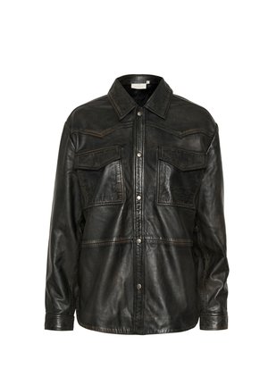 Kaffe JANE - Leather jacket - black washed leather