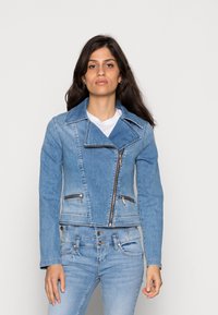 Liu Jo Jeans GIACCA CHIODO BRILLANT - Casaco de ganga - blue miami beach