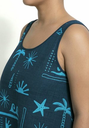 Ulla Popken, MIDIKLEID, URLAUBSMOTIVEN, A-LINIE, RUNDHALS, ÄRMELLOS - Day dress - dark blue