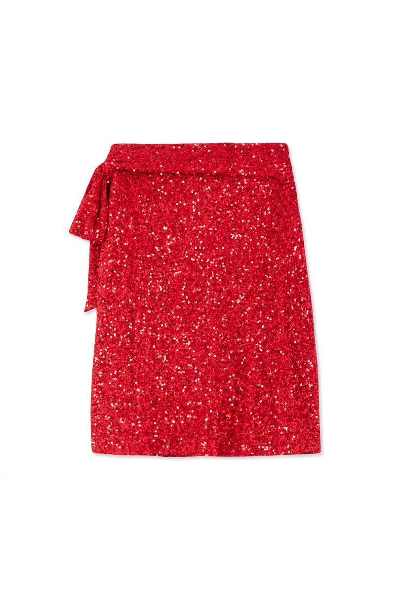 Never Fully Dressed SEQUIN JASPRE SKIRT - Minigonna - red