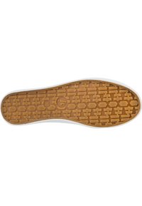Rubberen schoen zool met een gestructureerd bruine oppervlakte die voorzien is van geometrische patronen, omrand door een witte rand, ontworpen voor grip en duurzaamheid.