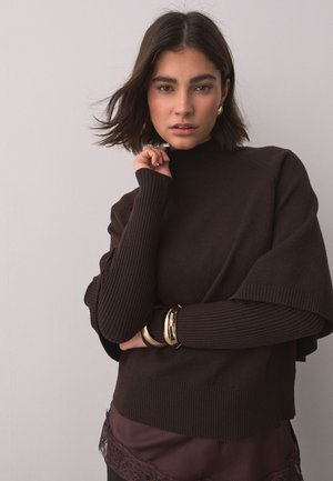 Next, REGULAR FIT - MOCK LAYER PONCHO - Jersey de punto - chocolate brown