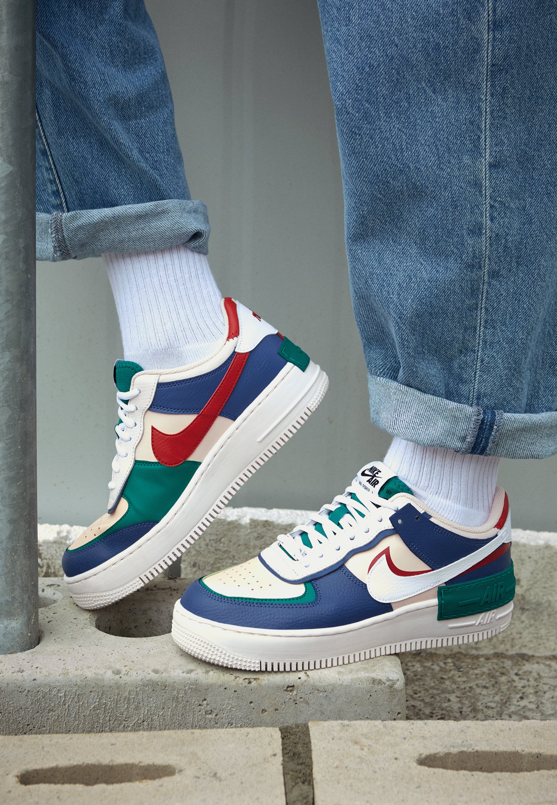 nike air force 1 shadow trainers navy and pink