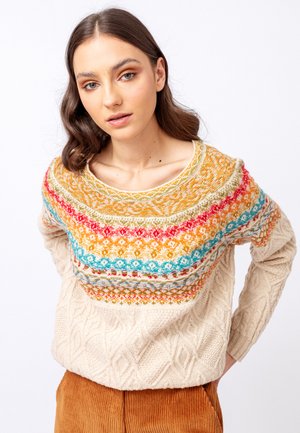 JACQUARD, STRUCTURE PATTERN - Sweter - off-white