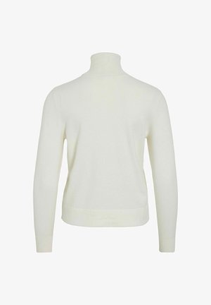 Lichtcrème coltrui, lange mouwen, zachte textuur, aansluitend ontwerp en geribde manchetten en zoom. Achteraanzicht.