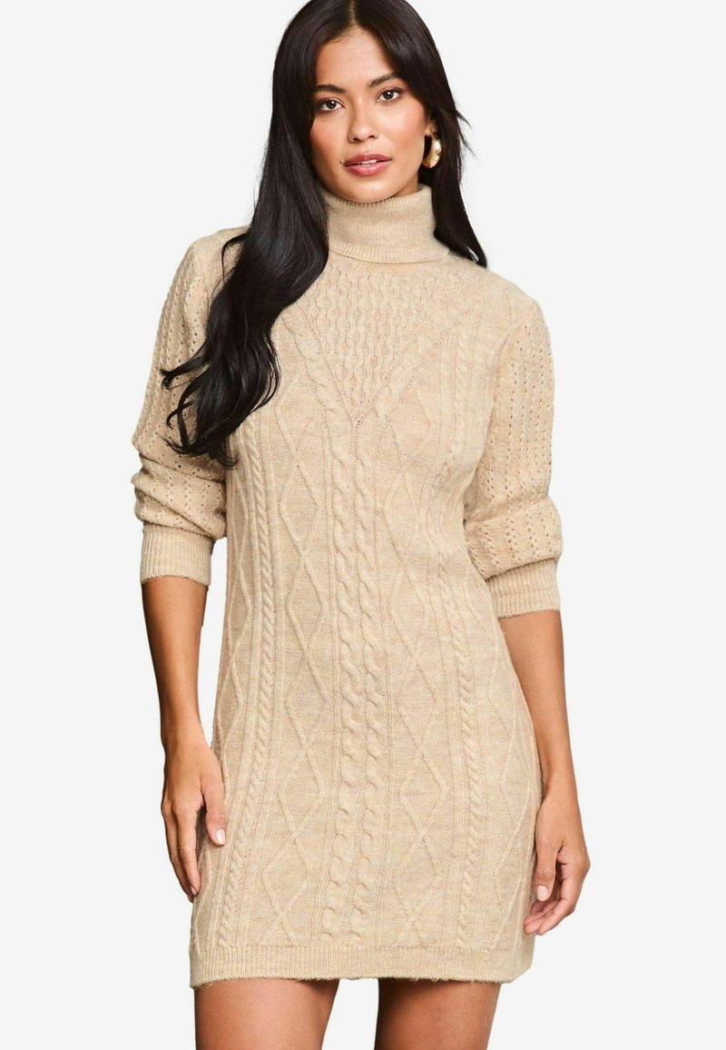 Lipsy PETITE FIT - CABLE COWL  - Pulóverruha - beige