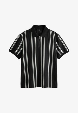 Next, REGULAR FIT - VERTICAL STRIPE QUARTER ZIP POLO SHIRT - Poloshirts - black white
