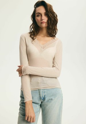 ESOTIQ, MESHBASE - Long sleeved top - beige