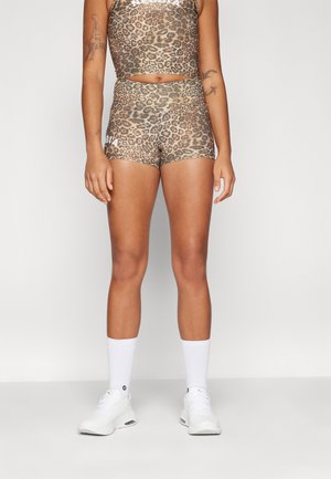 HIGH WAISTED GYM SHORTS - Pajkice - brown/black