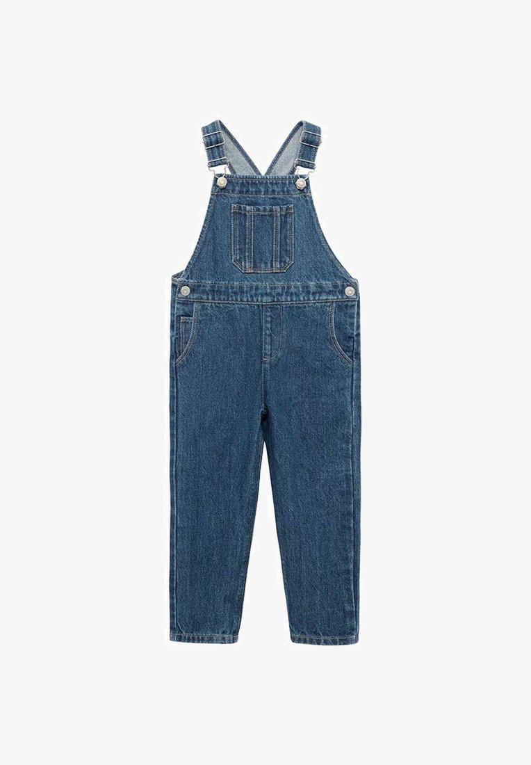 Džínové šortky v tmavomodrej farbe s nastaviteľnými ramienkami, prednou vreckom, bočnými vreckami a rovnými nohavicami. Obsahuje kovové gombíky.