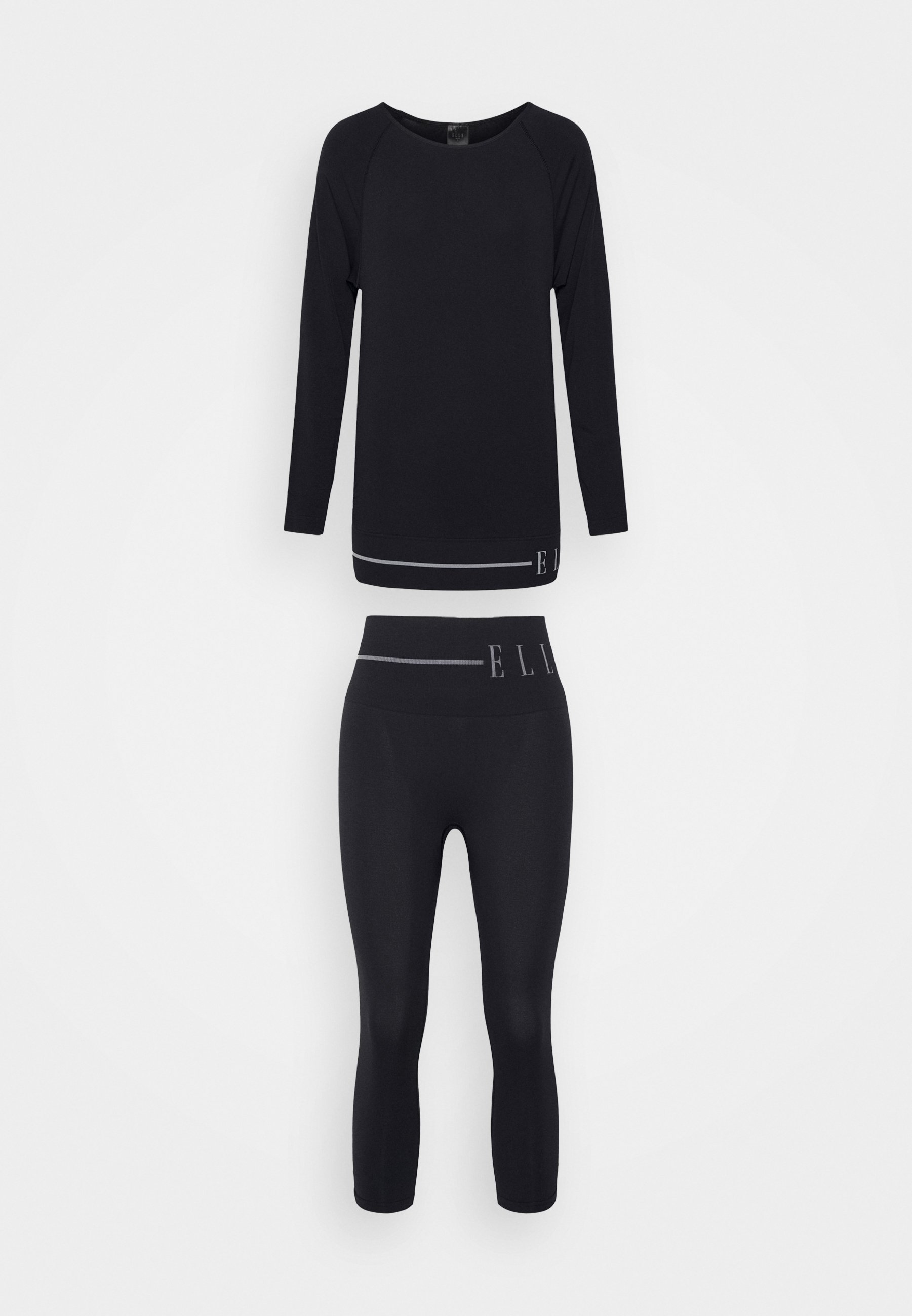 ELLE SEAMLESS CROPPED LEGGING SEAMLESS LONG SET SLEEVE TOP - Pyjama -  black/zwart - Zalando.nl
