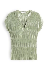 Next CO ORD PLISSE SHORT SLEEVES V-NECK BLOUSE - Pluus - sage green