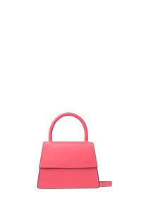 Borsa a mano strutturata in pelle rosa con manico superiore, dal design rettangolare elegante e cuciture a contrasto. Presenta una tracolla removibile.