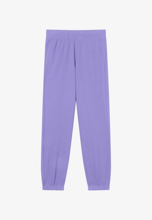 Lavendelfarbene Jogginghose mit elastischem Bund und Bündchen, geradem Beinverlauf und Seitentaschen.