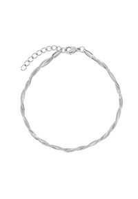 Bracciale in argento con design intrecciato, superficie testurizzata e chiusura regolabile con estensione a catena per variazione di lunghezza.