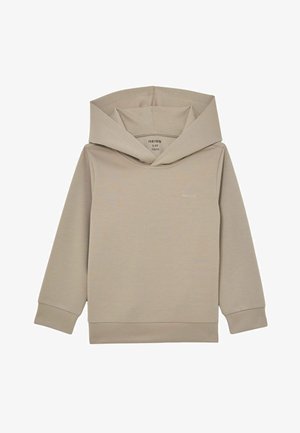 Beigefarbener Kinderkapuzenpullover mit langen Ärmeln, gerippten Bündchen und kleinem "REISS" Logo auf der Brust, Größe 5-6 Jahre.