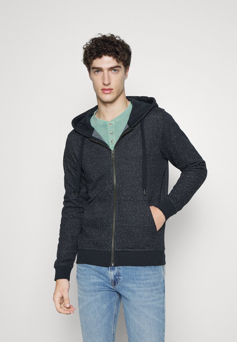 TOM TAILOR FINE STRIPED Felpa con zip navy offwhite inject/blu