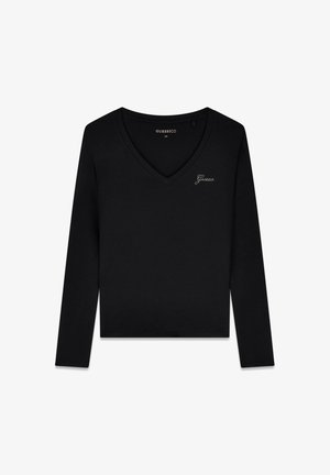 Guess, NEW LS VN MINI LOGO TEE - Блуза с дълги ръкави - jet black a