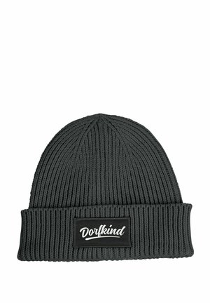 PATCH MIT SPRUCH DORFKIND AUFDRUCK LUSTIG - Beanie - dunkelgrau