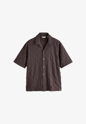 Next, REGULAR FIT - CHECKERED TEXTURE SHORT SLEEVE - Camisa - chocolate brown