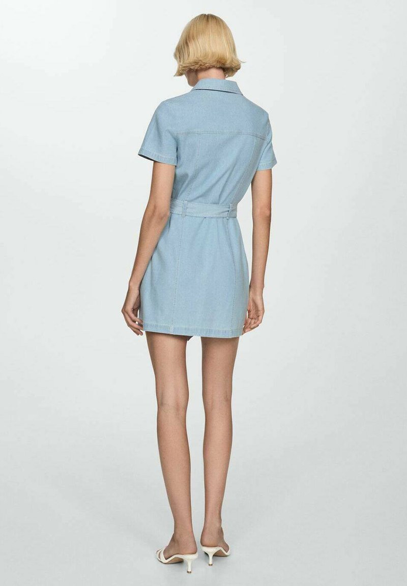 knee length dresses for ladies JOANNA DENIM MINI DRESS – AKIRA main image 0