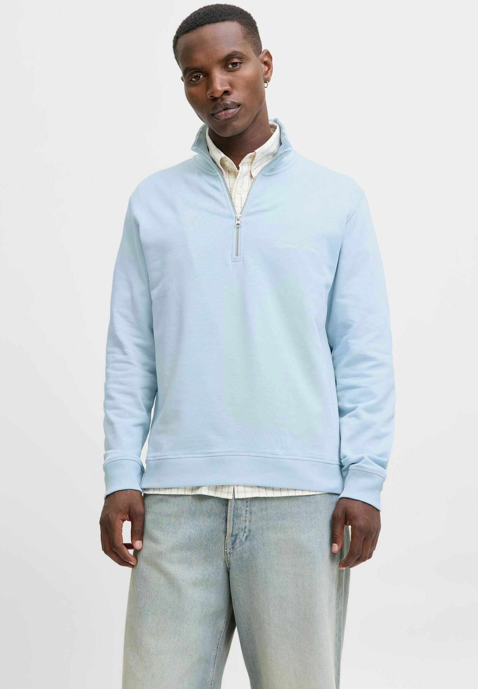 Sweat-shirt Homme Jack & Jones Bleu – Petit Col Rond, Coton, Taille S