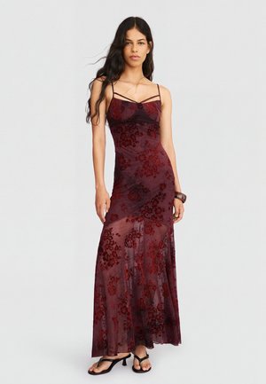 Bershka MIDI TULLE STRAPPY DRESS - Gallakjole - dark brown