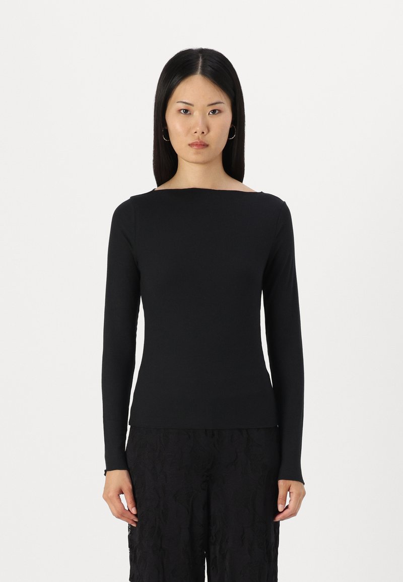 Abercrombie & Fitch SLASH TEE - Μπλούζα με μακριά μανίκια - black beauty