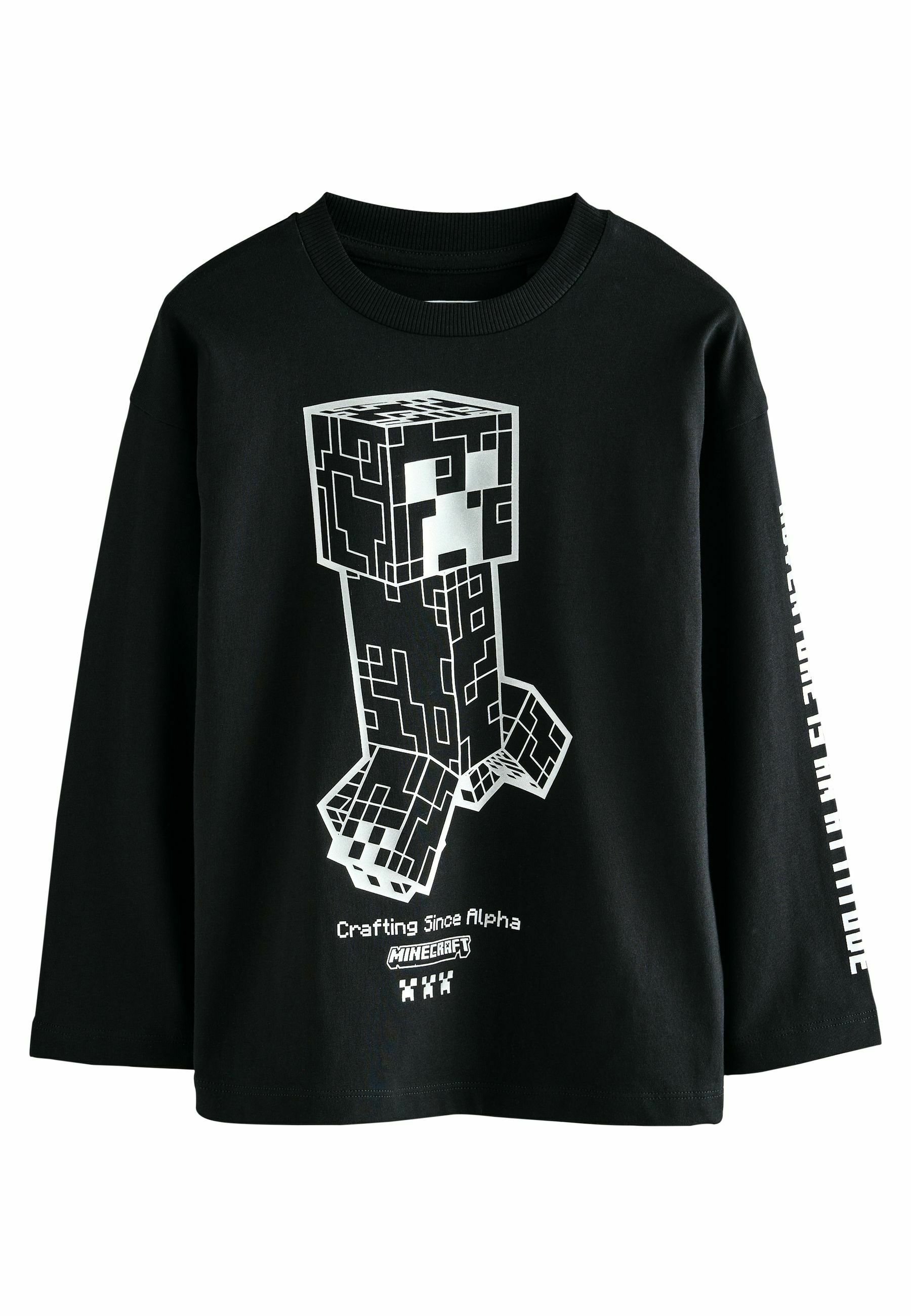 T-shirt Minecraft Next Pour Garçon, Manches Longues, Gris Et Noir, Taille 7 Ans