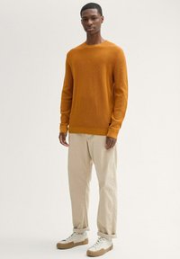 TOM TAILOR STRUKTURIERTER RUNDHALS - Strickpullover - peanut brown dark melange