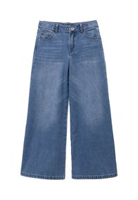 Jeans a gamba larga in denim blu chiaro. Presentano un classico design a cinque tasche, chiusura con bottone e cuciture in evidenza lungo le cuciture.