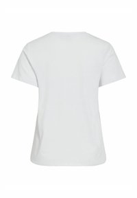 T-shirt en coton blanc avec un col rond classique et des manches courtes, présentant une texture simple et lisse, sans logo ni motifs visibles.