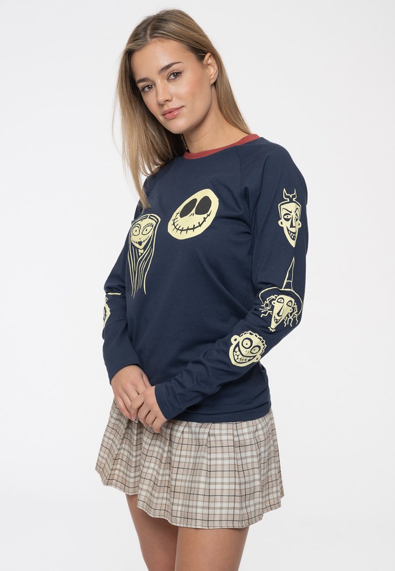 Paradiso Clothing THE NIGHTMARE BEFORE CHRISTMAS FACES AOP - Long sleeved top - navy