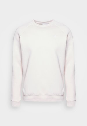 Felpa rosa chiaro in tessuto morbido, con maniche lunghe, collo rotondo, polsini a costine e un piccolo logo bianco sul petto.