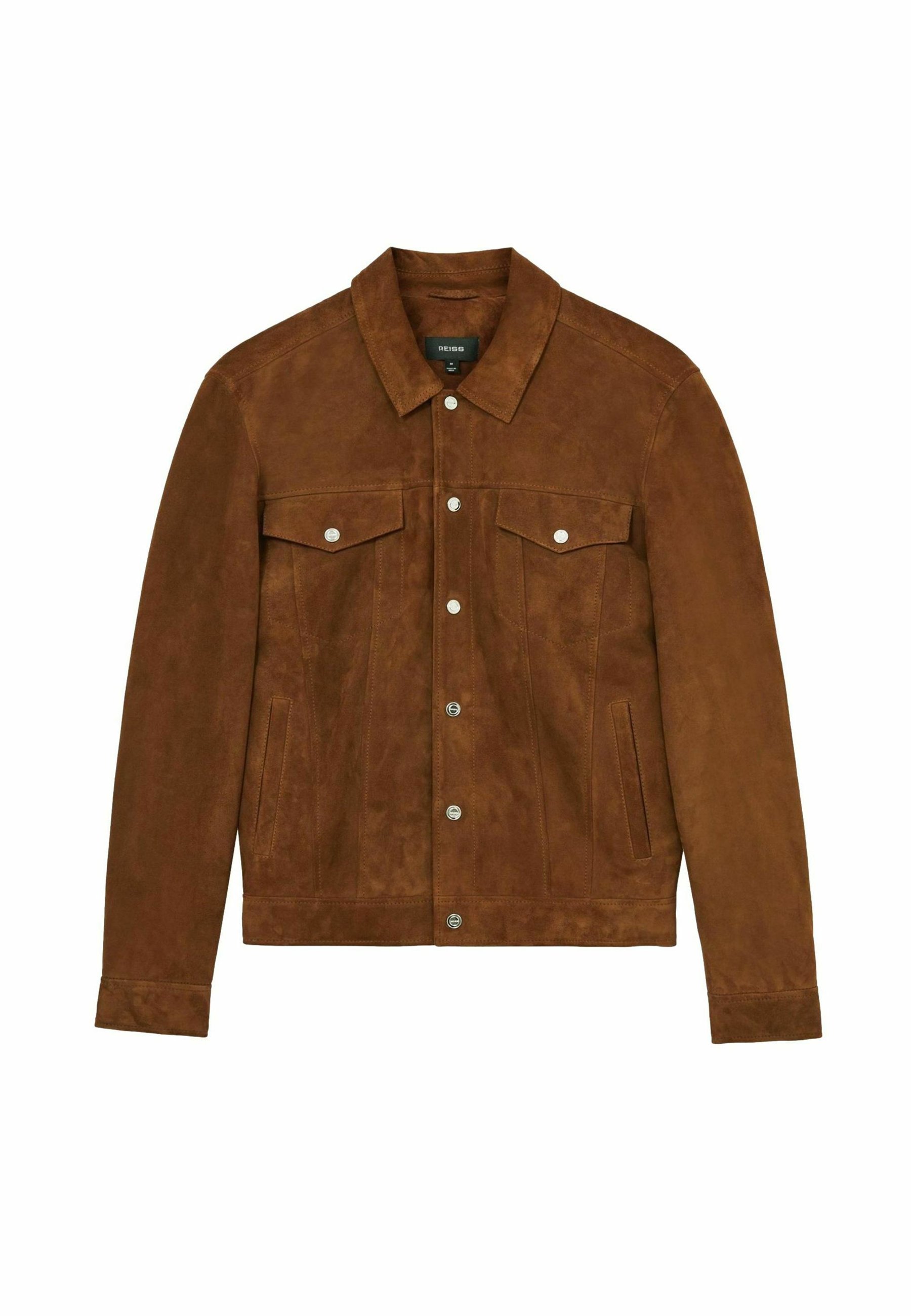 Reiss REGULAR FIT - EDINGTON PRESS STUD TRUCKER - Leather jacket