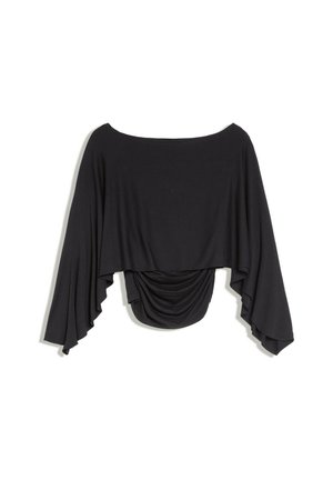 Bershka, GATHERED CAPE-SLEEVE T-SHIRT - Cape - black