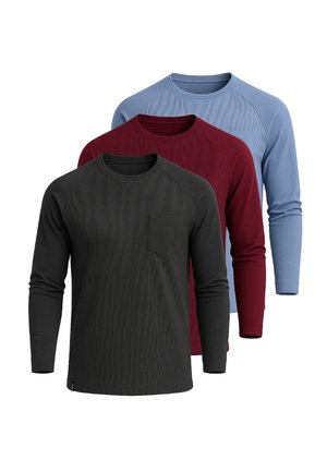 SET OF 3  - Langærmet T-shirt - burgyndy graphite blue