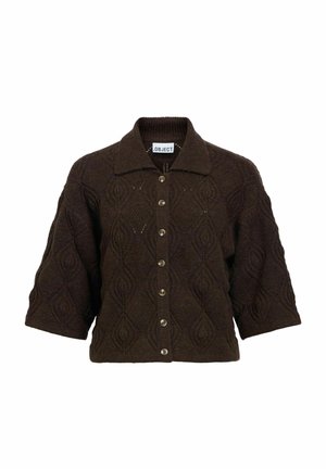 Object, OBJKAISA FLORA 3/4 LO KNIT CARDIGAN NOOS - Gilet - seal brown