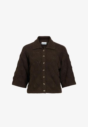 Object, OBJKAISA FLORA 3/4 LO KNIT CARDIGAN NOOS - Chaqueta de punto - seal brown