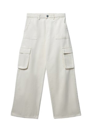 LUNGO TINTA UNITA - Pantaloni cargo - bianco latte