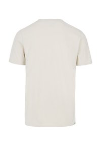 Lichtbeige t-shirt met korte mouwen en een ronde hals, gemaakt van zachte katoen, met een gladde textuur en een minimalistisch ontwerp.
