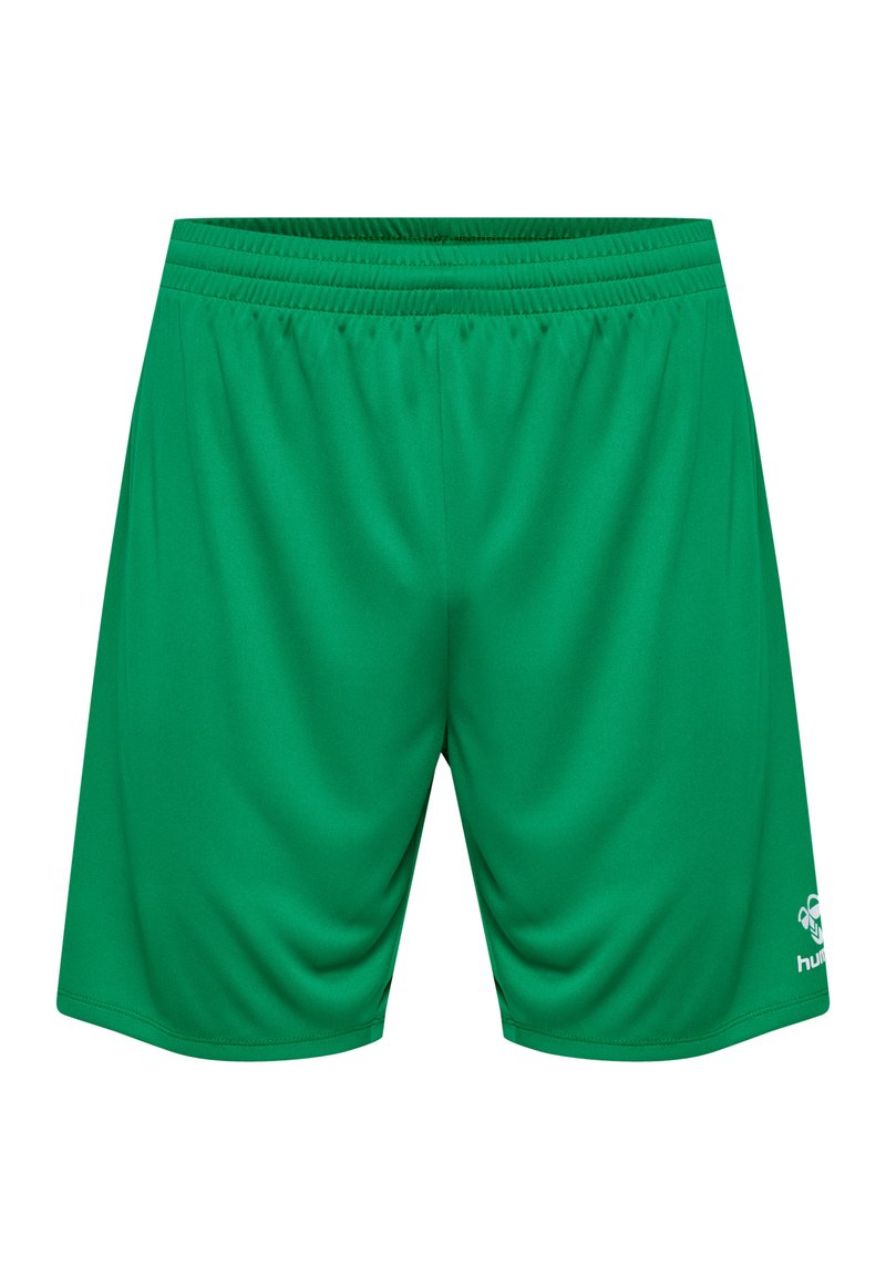 Gröna sportshorts i lätt och slät tyg. Har ett elastiskt midjeband och en logotyp i nedre högra hörnet.