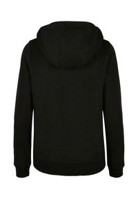 Felpa con cappuccio nera, caratterizzata da una morbida trama del tessuto, maniche lunghe e orlo inferiore arrotondato, con cappuccio nella parte posteriore.