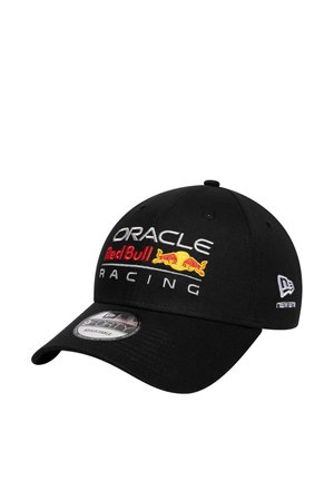 Gorra de béisbol negra ajustable con el logotipo de Oracle Red Bull Racing y el emblema de New Era en el lateral.