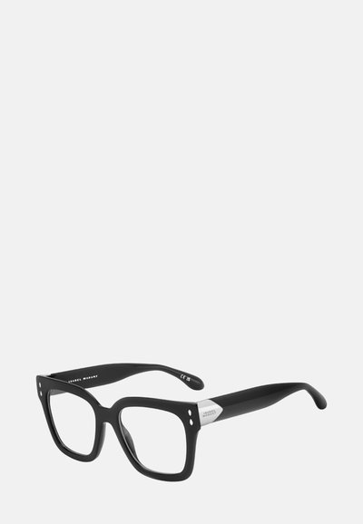 Occhiali neri oversize con finitura opaca e montatura spessa quadrata. Caratterizzati da lenti trasparenti, accento in metallo sulle aste e bordi arrotondati.