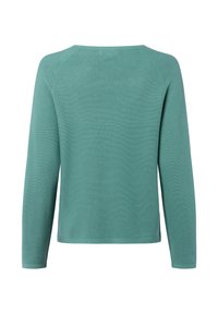 Lange mouwen trui in teal, gemaakt van een zachte, gestructureerde stof. Beschikt over een ronde halslijn en een relaxte pasvorm. Eenvoudig, strak ontwerp.