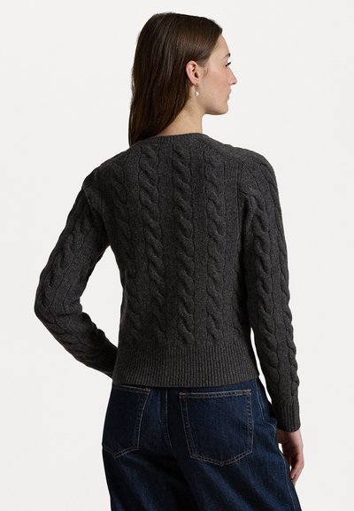 Polo Ralph Lauren CABLE KNIT WOOL CASHMERE CARDIGAN - Strickjacke - stadium grey heather
